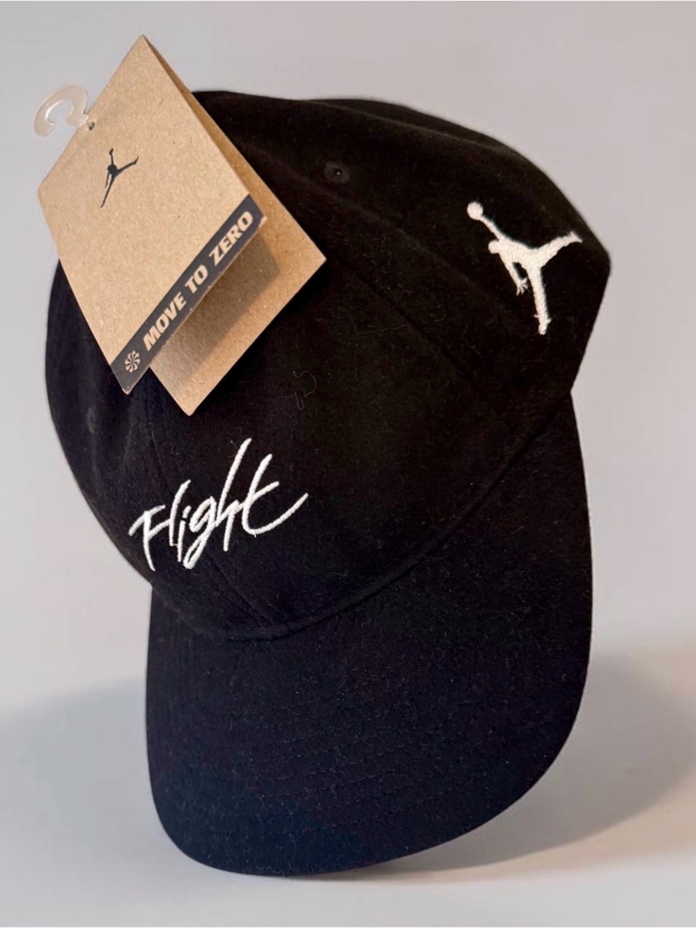 Jordan Black Cap with White Flight Script and Jumpman